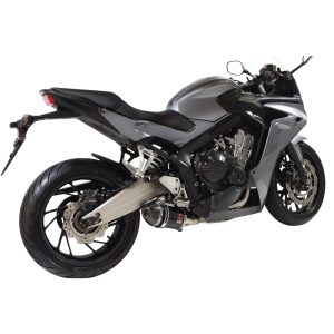 CBR650F 2014-2020 Low Level De-Cat Exhaust System 200mm Oval Black Stainless Carbon Tip Silencer