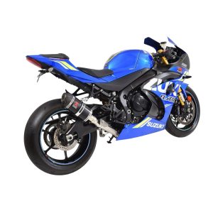 GSXR 1000 L7-M4 2017-2024 De-Cat Full Exhaust System 200mm Oval Black Stainless Carbon Tip Silencer
