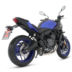 MT - 07 2025 - 2026 De - Cat Exhaust System 200mm Oval Black Stainless Steel Carbon Tip Silencer