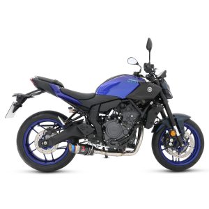 MT - 07 2025 - 2026 De - Cat Exhaust System 200mm Round GP Carbon Blue Tip Silencer