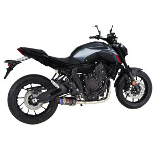 MT07 2014-2020 MT-07 De-cat Exhaust System with 200mm Round Carbon Silencer + Blue Tip