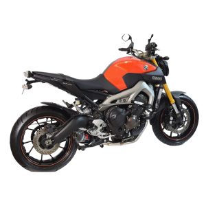 MT09 2013 - 2020 De-cat Exhaust System 300mm Oval Black Stainless Carbon Tip Silencer