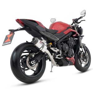 Street Triple 765 S/R/RS 2023-2026 High Level Exhaust System 200 mm Oval Steel Carbon Tip Silencer
