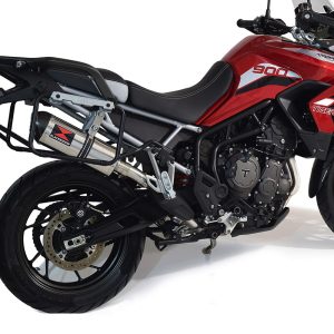 Tiger 850 2020 - 2023 De Cat Exhaust System 300mm Oval Stainless Carbon Tip Silencer
