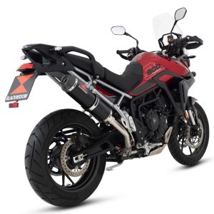 Tiger 900 2024 - 2025 Exhaust System 370 mm Round Black Stainless Steel Carbon Tip Silencer
