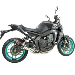 MT09 MT-09 21 - 23 De - Cat High Level Exhaust System 200mm Oval Black Stainless Carbon Tip Silencer