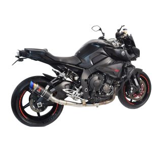 MT10 2016-2021 Stainless De Cat Collector + 200mm Round Blue Tip Carbon Silencer