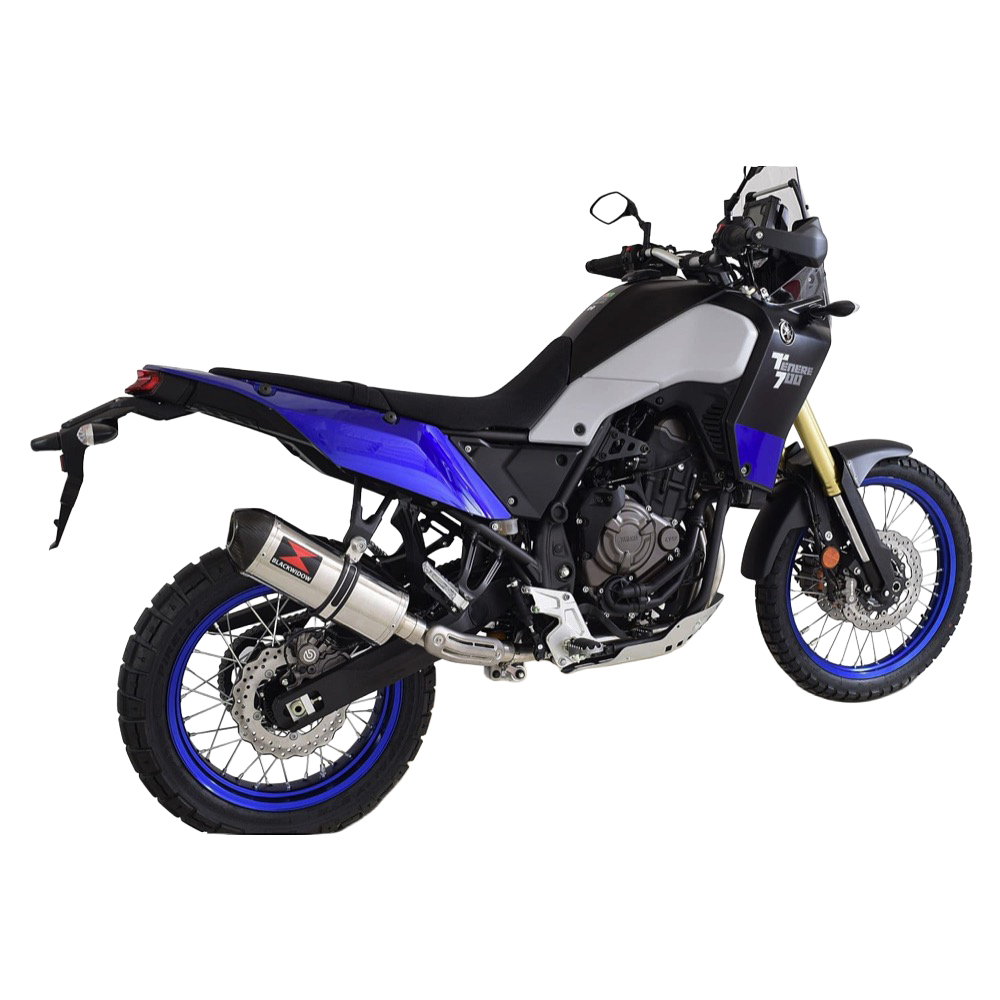 XTZ XT 700 Tenere 2021 - 2024 De - Cat Exhaust System 300mm Oval Stainless Carbon Tip Silencer