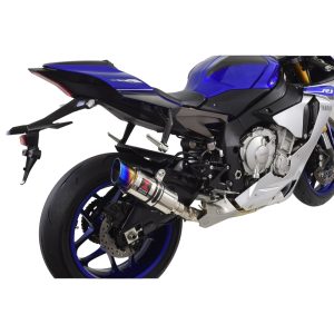 YZF - R1 R1M 2015 - 2025 Stainless De - Cat Collector + 200mm Round Blue Tip Stainless Silencer