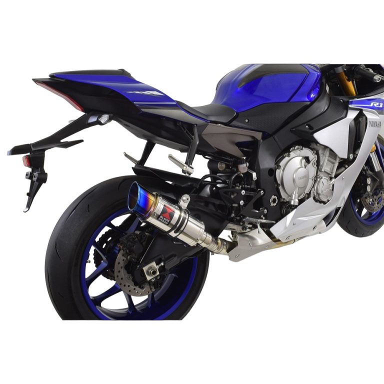 YZF - R1 R1M 2015 - 2025 Stainless De - Cat Collector + 200mm Round Blue Tip Stainless Silencer